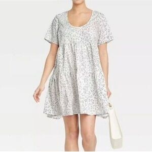 a new day Cotton Babydoll Tiered Mini Dress Size Small